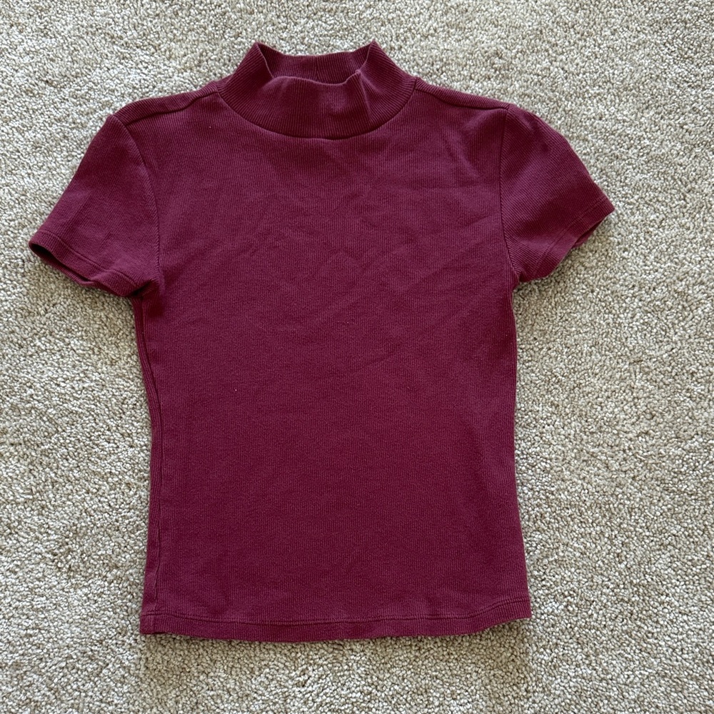 Anthropologie Deep Red Short Sleeve Top